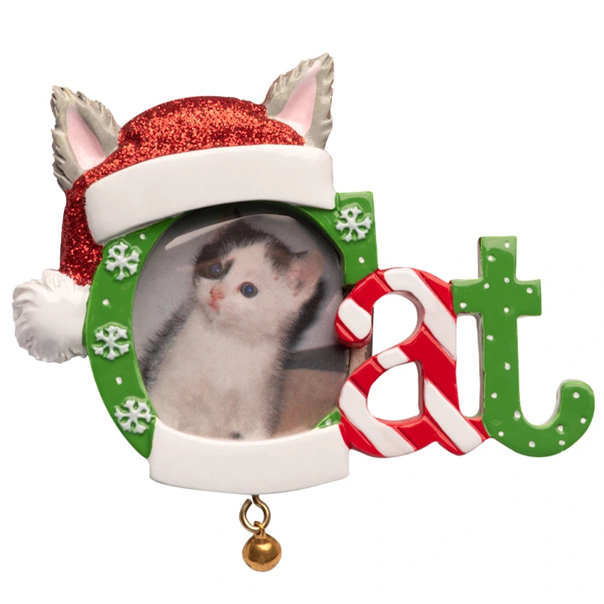 Custom Cat Photo Frame Christmas Ornament