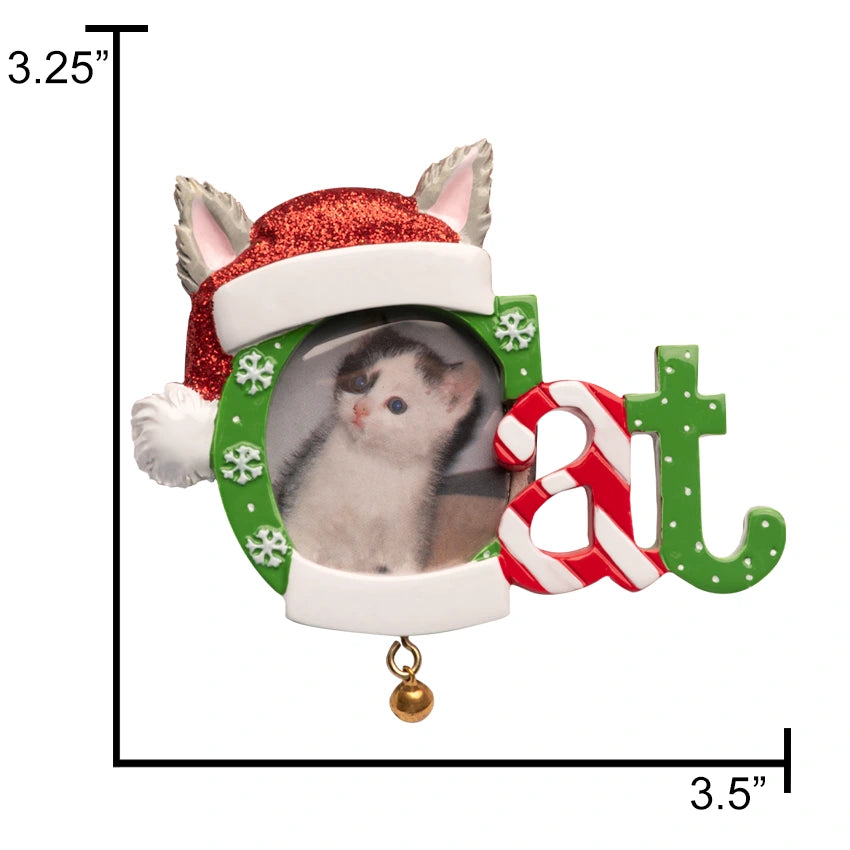 Custom Cat Photo Frame Christmas Ornament