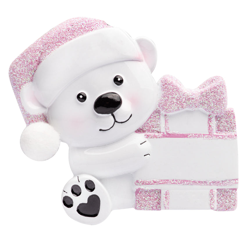 Personalized Baby's First Christmas Ornament Girl - Baby Bear