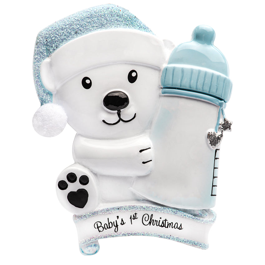 Custom My Baby's First Christmas Ornament – Baby Boy with Bottle