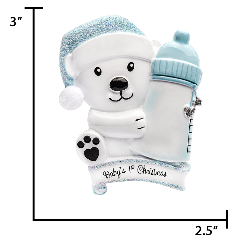 Custom My Baby's First Christmas Ornament – Baby Boy with Bottle