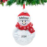 Snowman with Snowflake Personalized Christmas Ornament