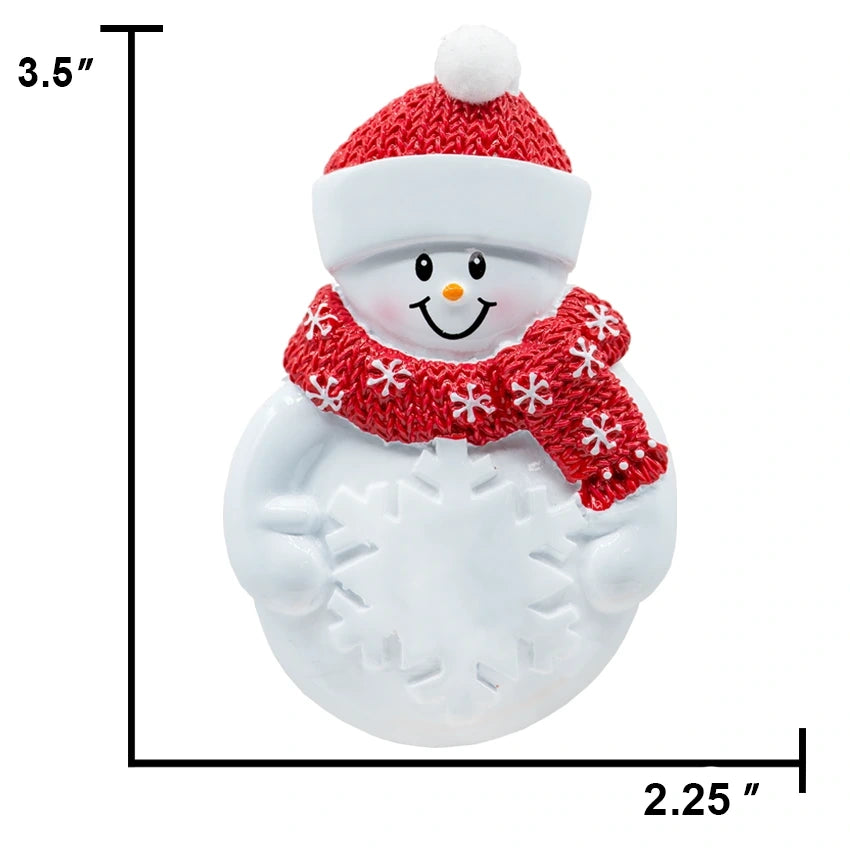Snowman with Snowflake Personalized Christmas Ornament