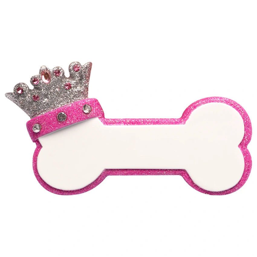 Personalized Princess Dog Bone with Crown Christmas Ornament