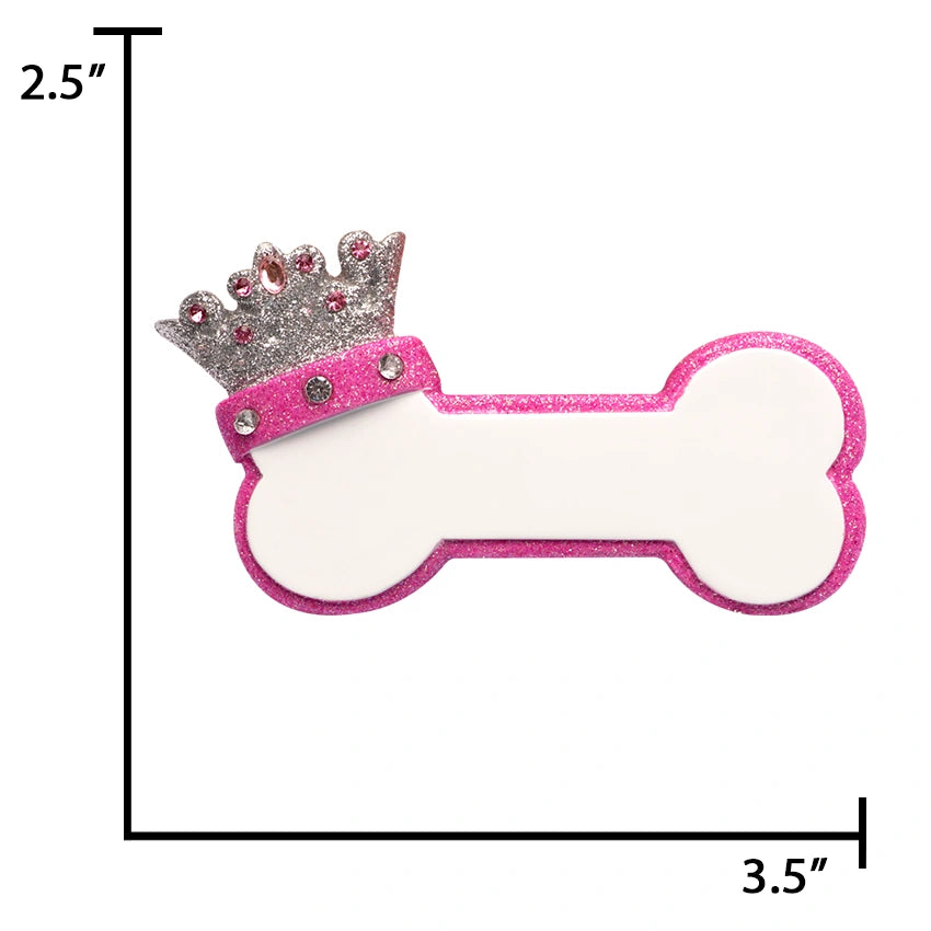 Personalized Princess Dog Bone with Crown Christmas Ornament
