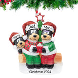 Personalized Black Bear Family of 3 Christmas Ornament