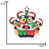 Personalized Black Bear Family of 4 Christmas Ornament