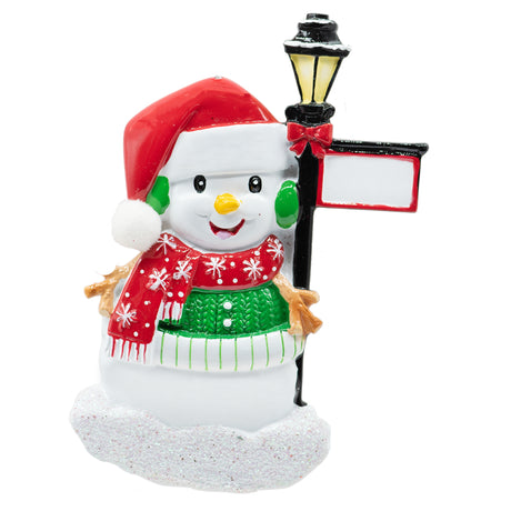 Snowman with Light Post Personalized Christmas Ornament