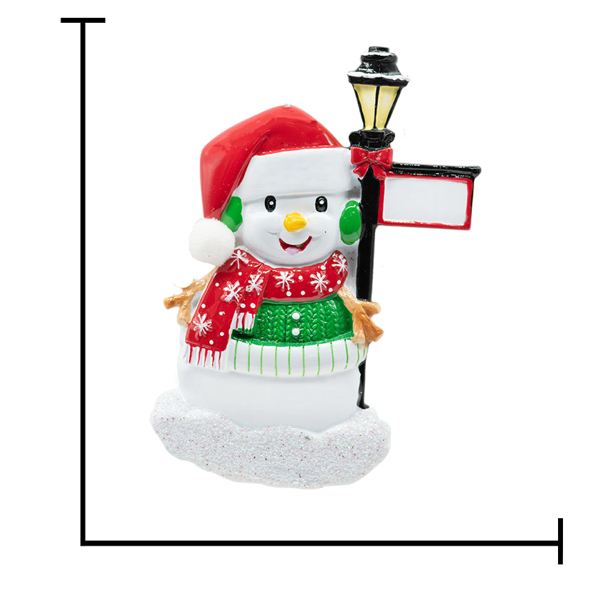 Snowman with Light Post Personalized Christmas Ornament