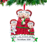 Personalized Pajama Family of 4 Christmas Ornament