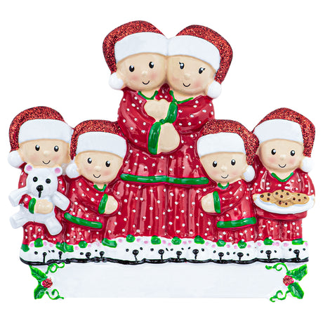 Personalized Pajama Family of 6 Christmas Ornament
