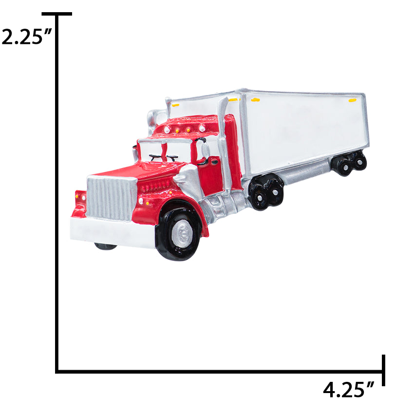 Personalized Semi Truck Christmas Ornament - Semi Trailer
