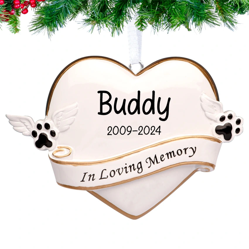 Personalized Pet Memorial Christmas Ornament - Dog Cat Sympathy Gift