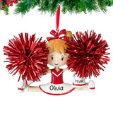 Personalized Christmas Cheerleader Ornament - Red 2025