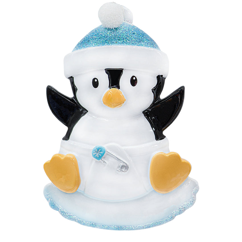 Personalized Baby Boy Penguin Ornament - Baby's First Christmas Gift