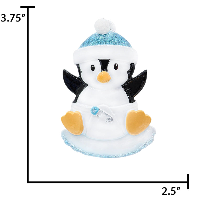 Image showing dimensions and measurements of the penguin ornament.