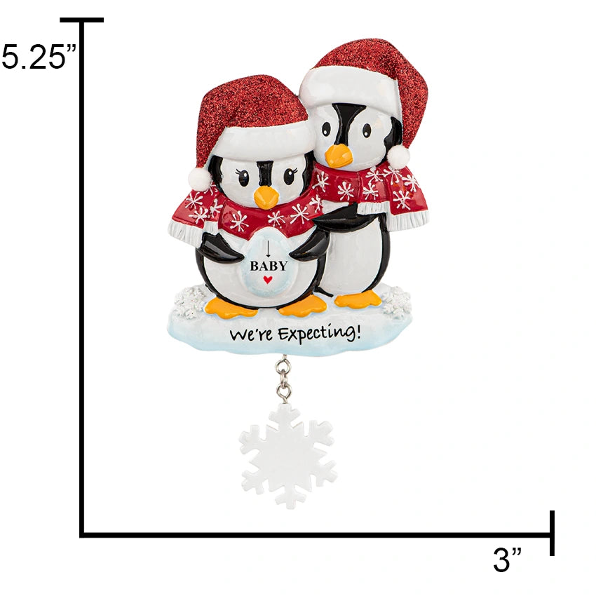 Personalized Pregnant Christmas Ornament - Expecting Penguins Ornament