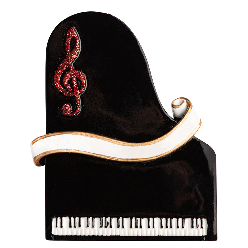 Personalized Piano with Treble Clef Christmas Ornament