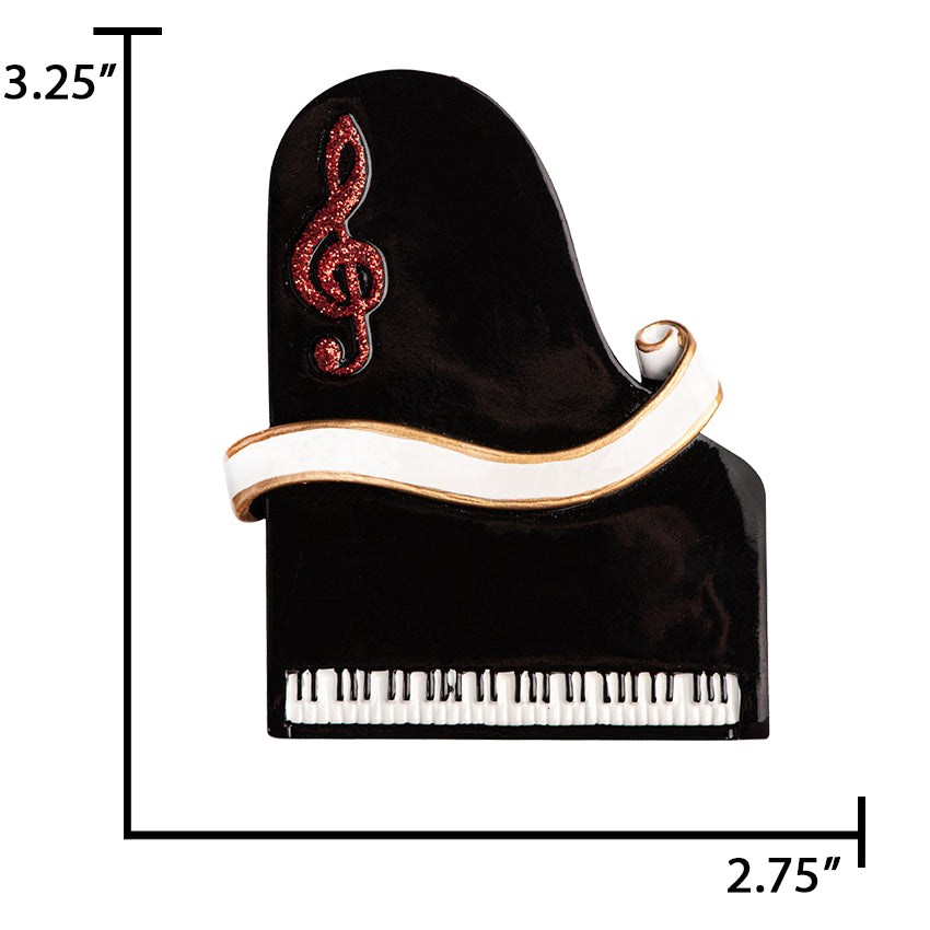 Personalized Piano with Treble Clef Christmas Ornament