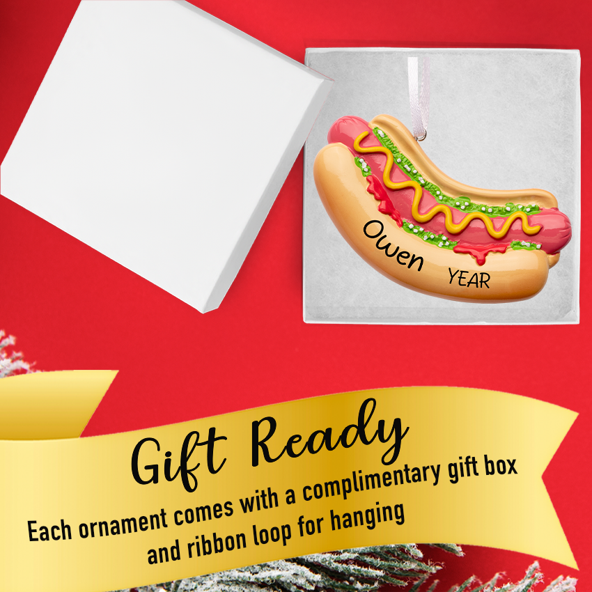 Personalized Hot Dog Christmas Ornament