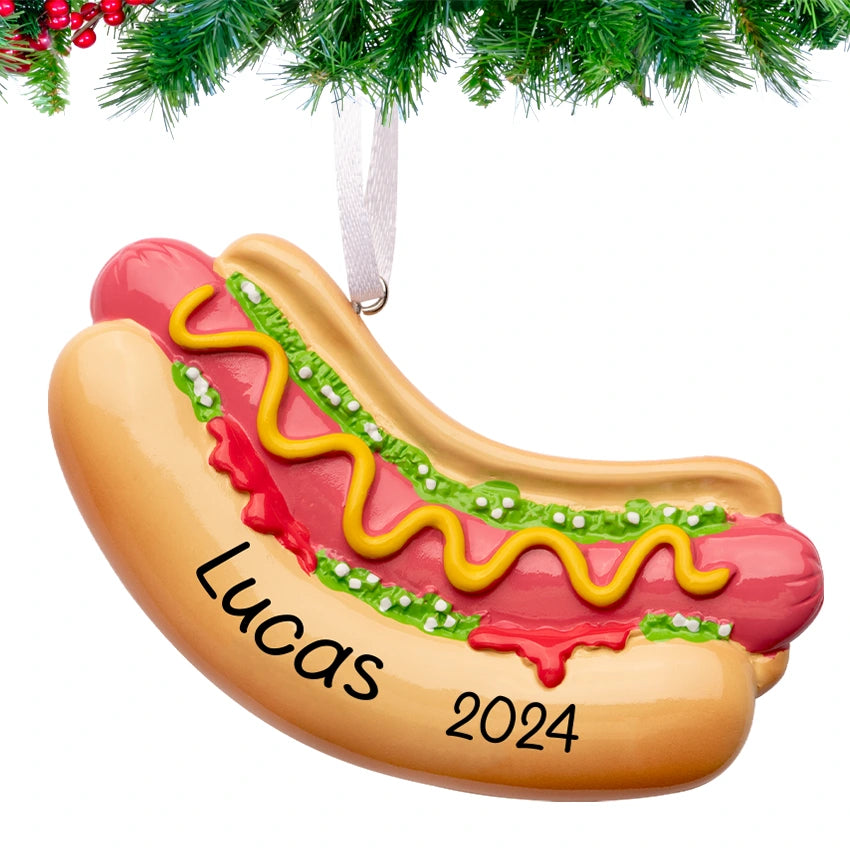 Personalized Hot Dog Christmas Ornament
