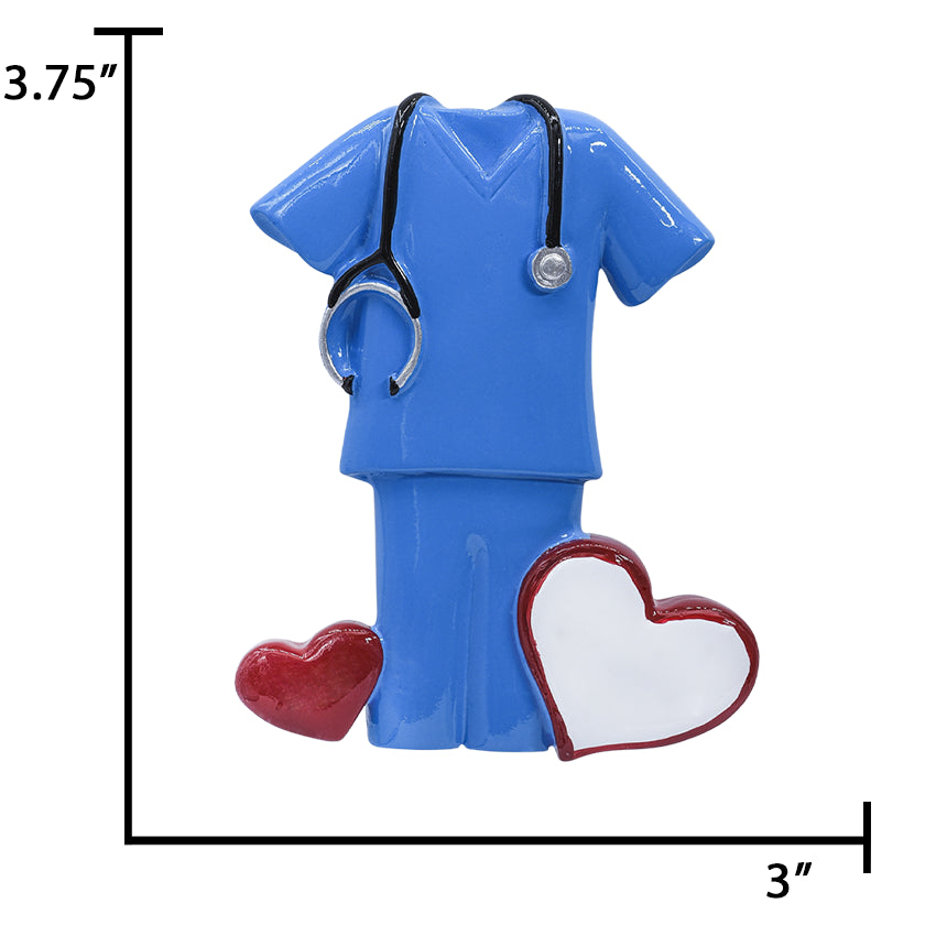Personalized Blue Scrubs Christmas Ornament