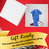Personalized Blue Scrubs Christmas Ornament