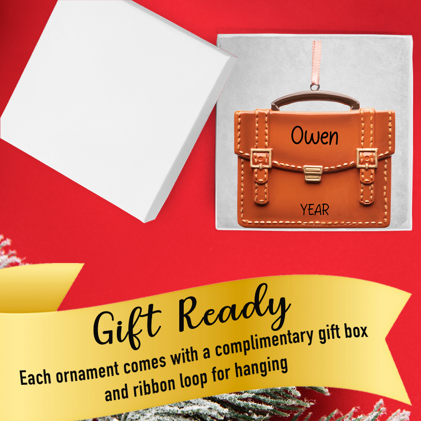 Personalized Briefcase Christmas Ornament - Lether Bag