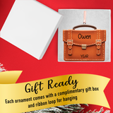 Personalized Briefcase Christmas Ornament - Lether Bag