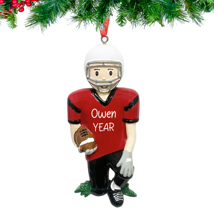 Personalized Football Player Boy Christmas Ornament