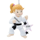 Personalized Karate Girl Christmas Ornament