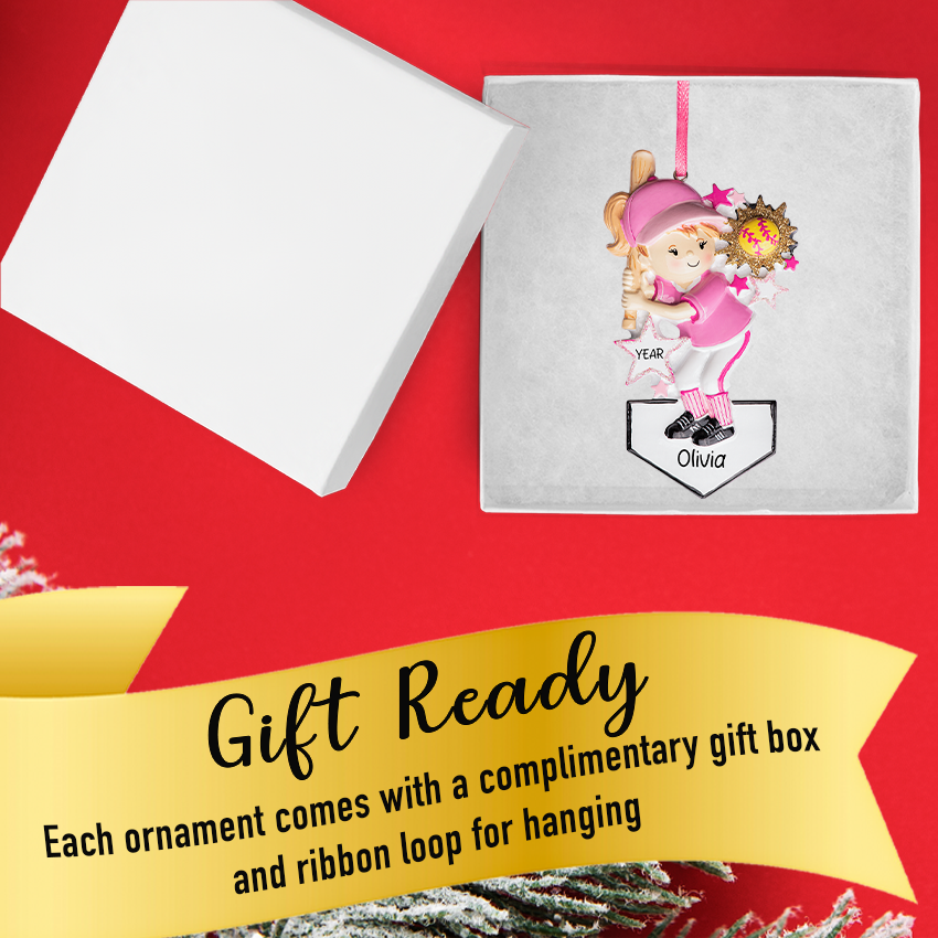 Custom Softball Girl Christmas Ornament