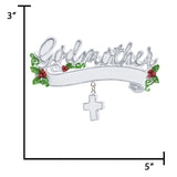 Personalized Godmother Christmas Ornament - Silver Glitter