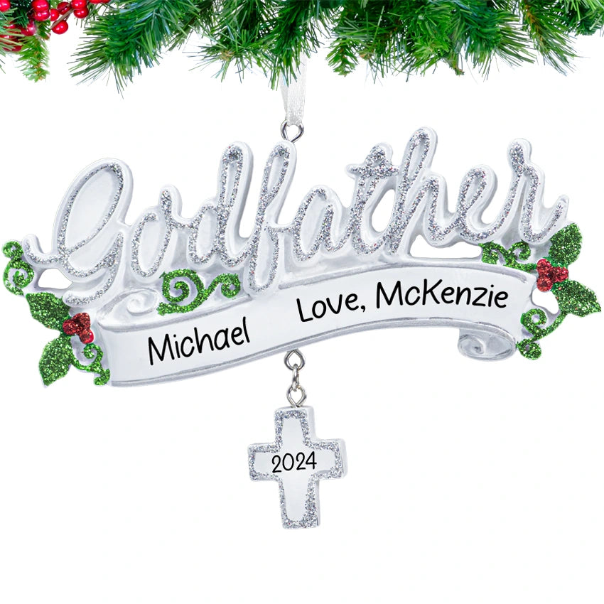 Personalized Godfather Christmas Ornament - Baptism Gift from Godchild