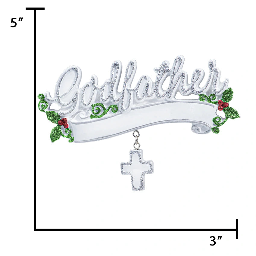 Personalized Godfather Christmas Ornament - Baptism Gift from Godchild
