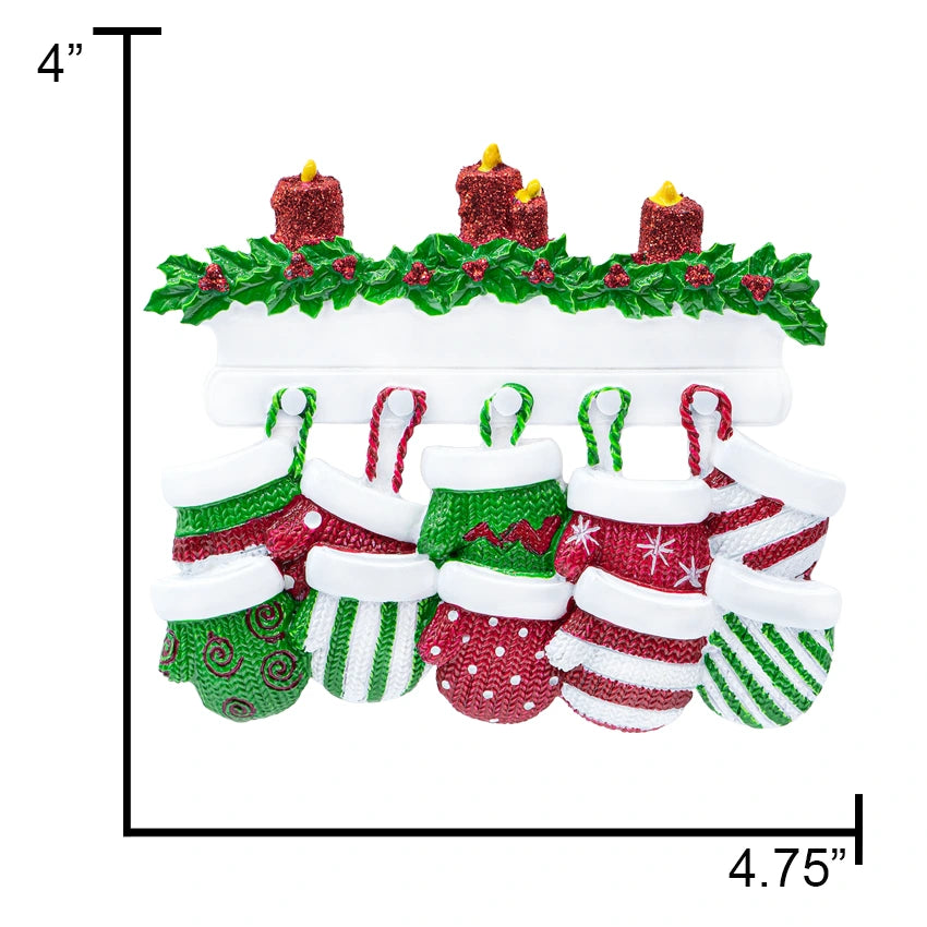 Size chart showing each mitten at 4in x 4.75in