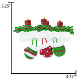 Personalized Mitten Family of 3 Christmas Ornament