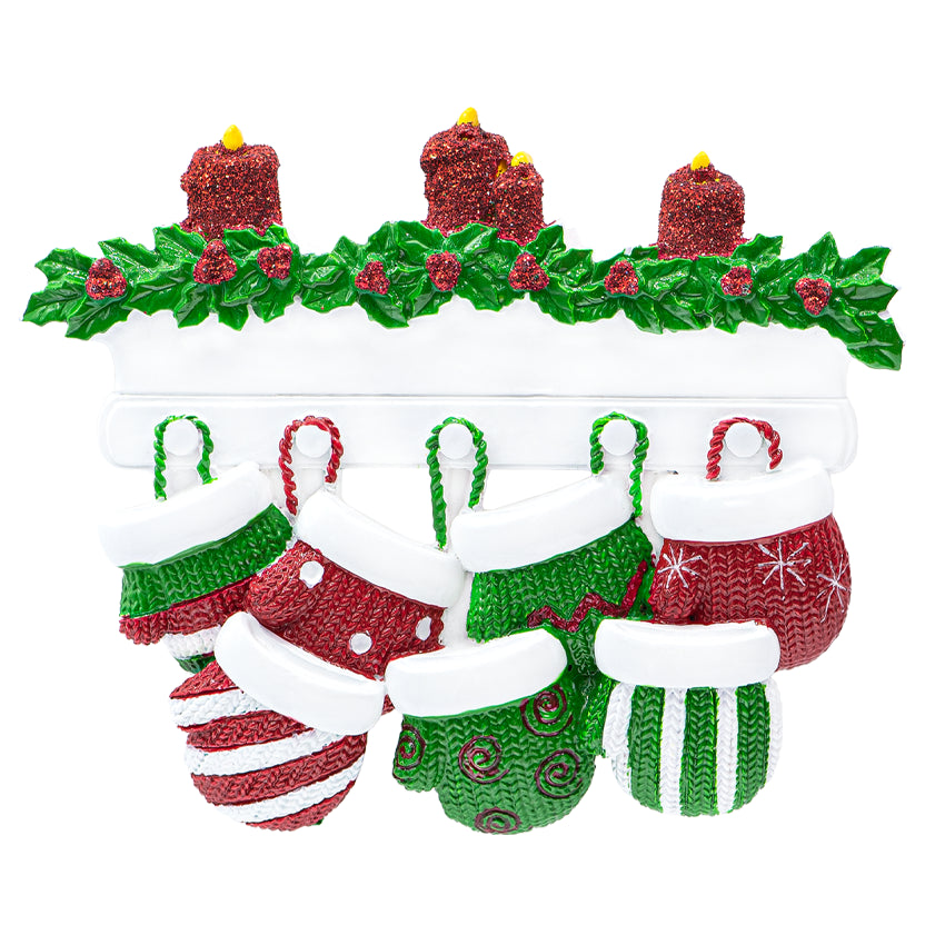 Personalized Mitten Family of 7 Christmas Ornament