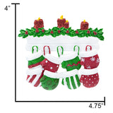 Personalized Mitten Family of 8 Christmas Ornament