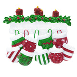 Personalized Mitten Family of 9 Christmas Ornament