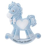 Personalized Baby's First Christmas Ornament Boy Rocking Horse
