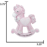 Personalized Baby's First Christmas Ornament Girl Rocking Horse