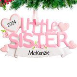 Personalized Little Sister Christmas Ornament