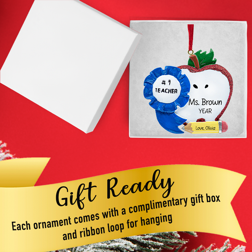 Personalized #1 Teacher Christmas Ornament - Best Great Teacher Gift