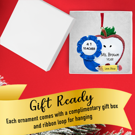 Personalized #1 Teacher Christmas Ornament - Best Great Teacher Gift