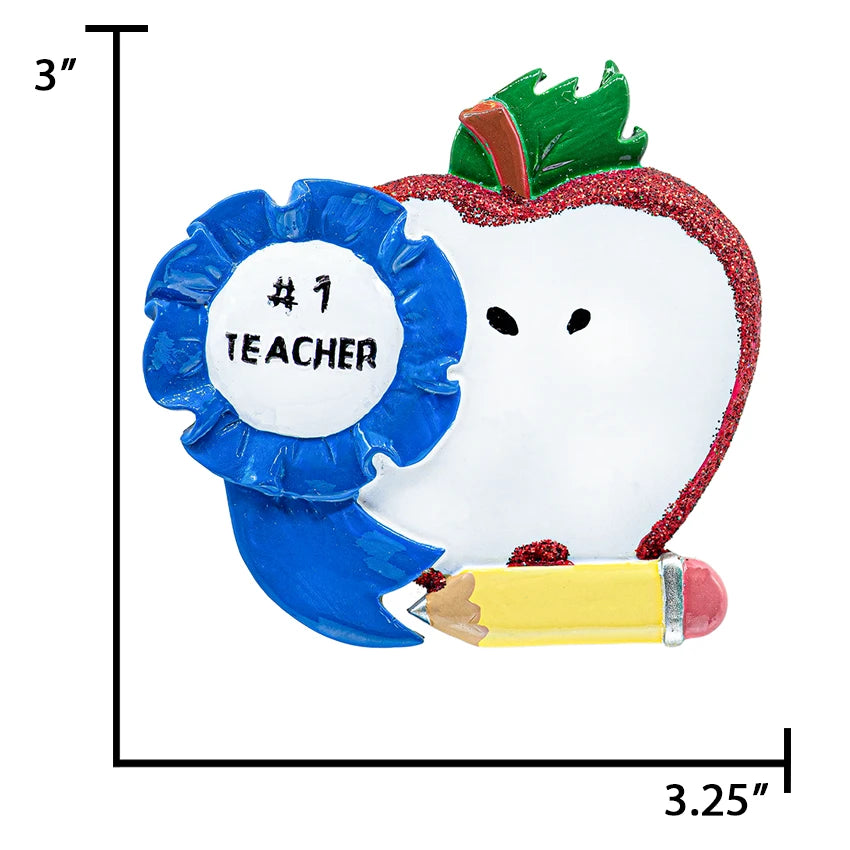 Personalized #1 Teacher Christmas Ornament - Best Great Teacher Gift