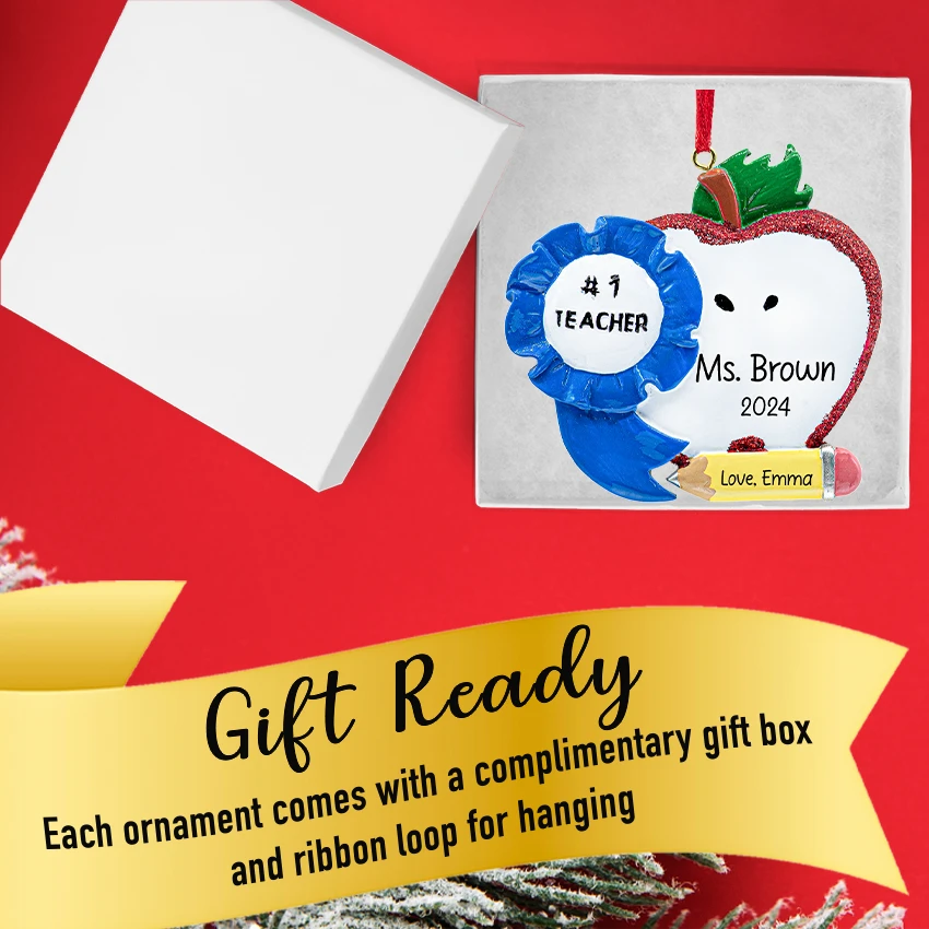 Personalized #1 Teacher Christmas Ornament - Best Great Teacher Gift