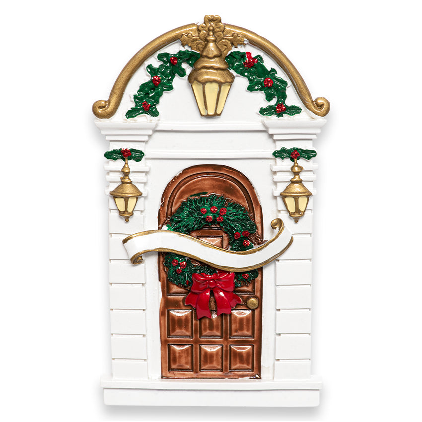 Personalized New Home / Holly Door Christmas Ornament