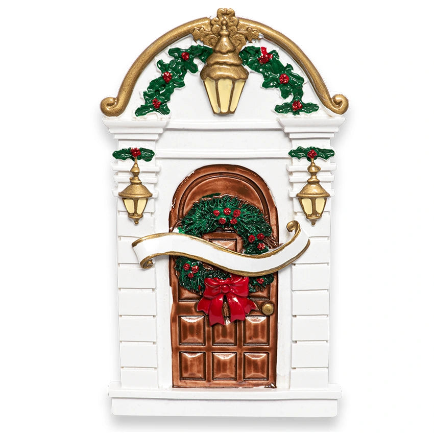 Personalized New Home / Holly Door Christmas Ornament