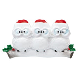 Personalized Wise Owl Family of 3 Christmas Tree Ornament